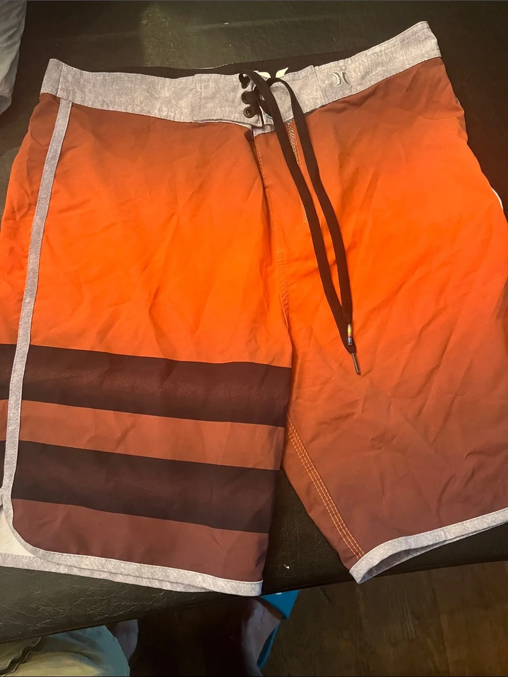 Hurley Orange Gradient Board Shorts with Gray Waistband